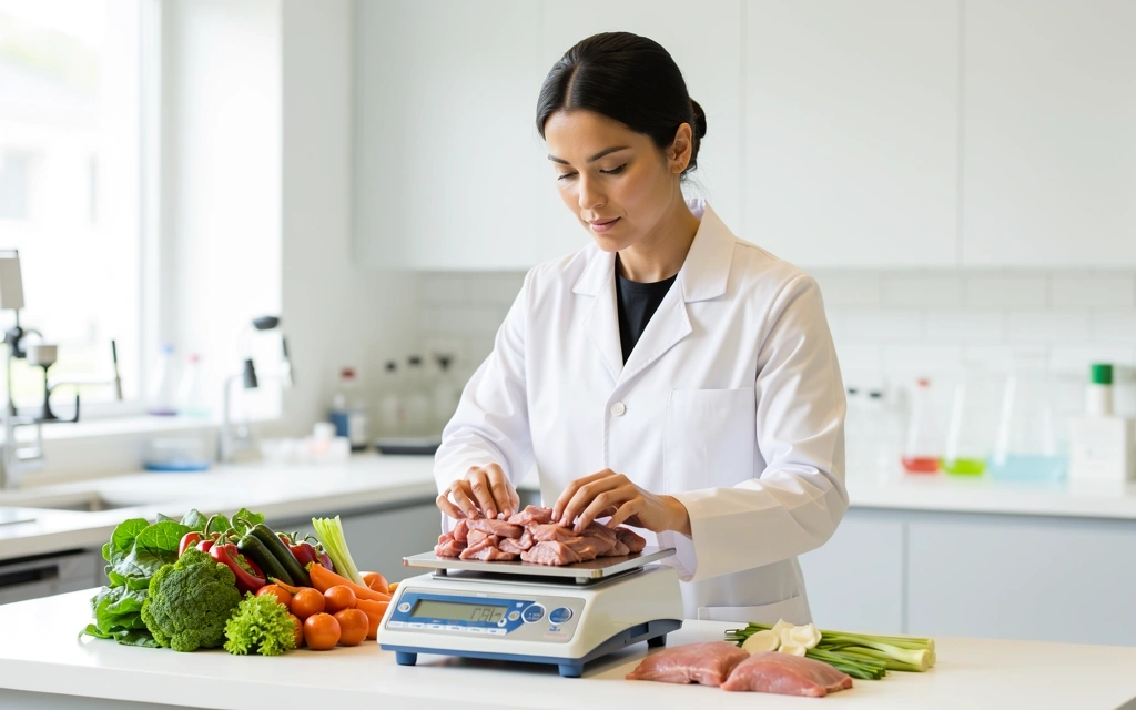 Nutritionist analyzing fresh ingredients